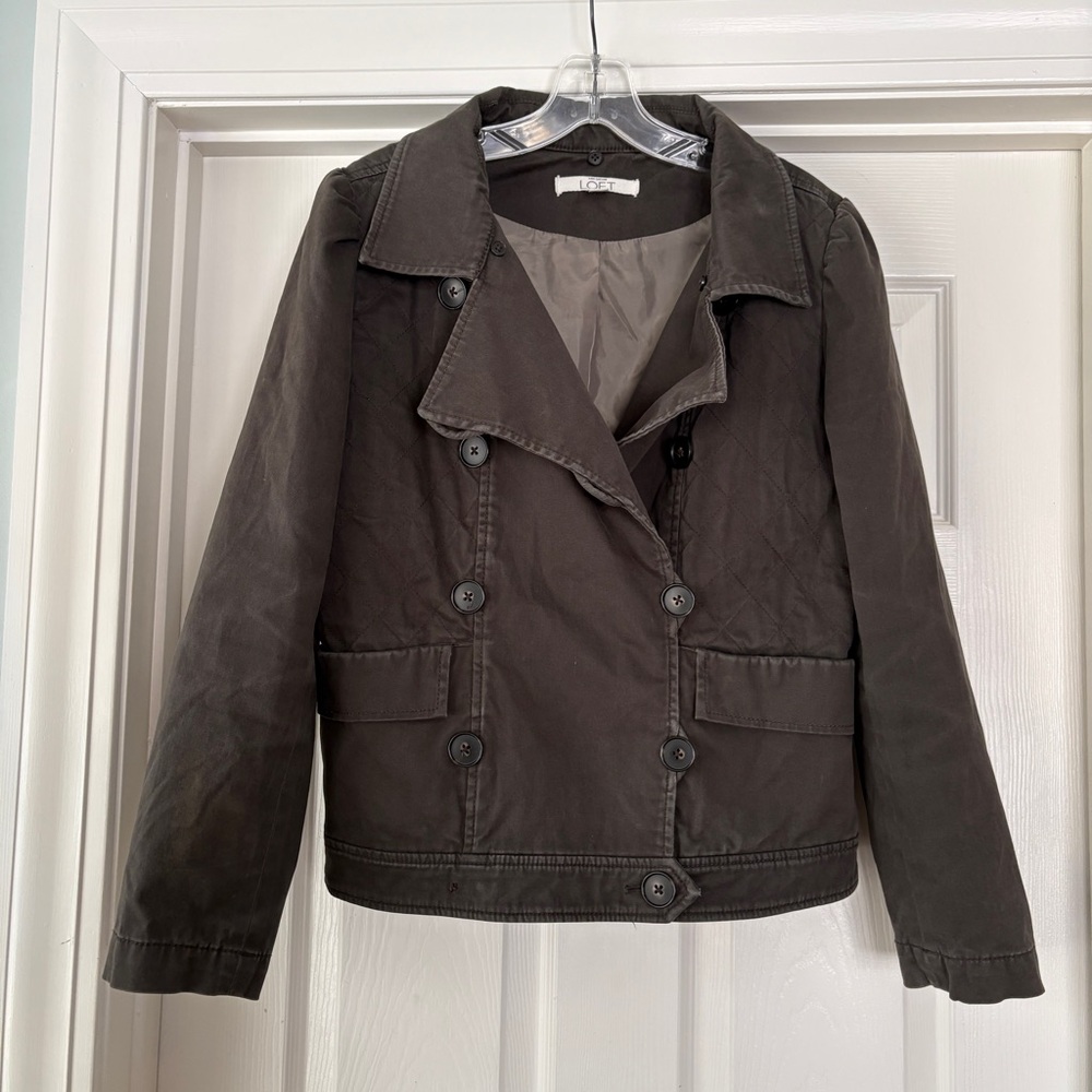 LOFT double-breasted utility jacket w/ notched lapel, M